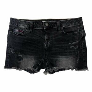 Tommy Hilfiger Women's denim short Black Distressed Denim Cut-Off Shorts 10 size